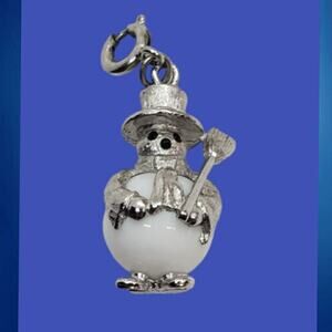 Vintage SNOWMAN Charm Pendant Christmas Holiday Gift Tie On Y2k Monet